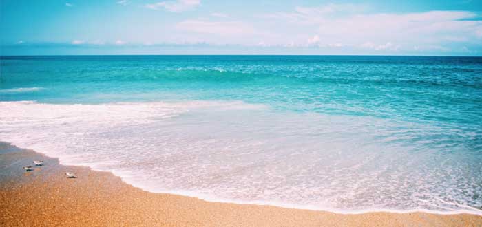 Ola en la playa y horizone en el mar - estrategia del oceáno azul