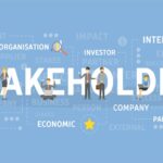 Stakeholder | ¿Tienes claro quiénes se relacionan con tu empresa? letrero stakeholder conceptos relacionados y personas trabajando
