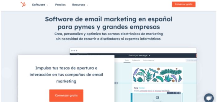 Interfaz de HubSpot, una de las mejores herramientas de email marketing